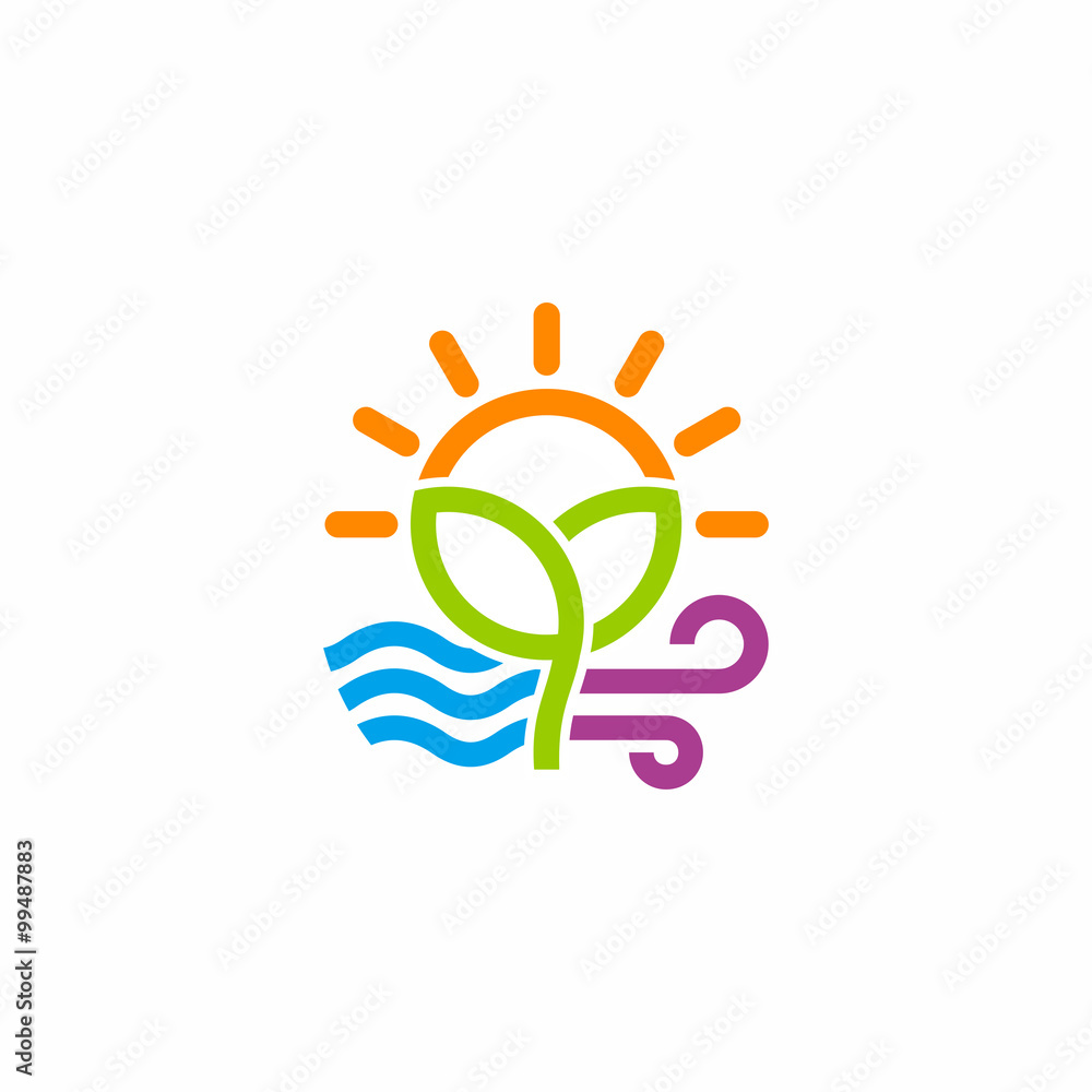 Air Sun Leaf Water Wind logo icon Stock Vector | Adobe Stock