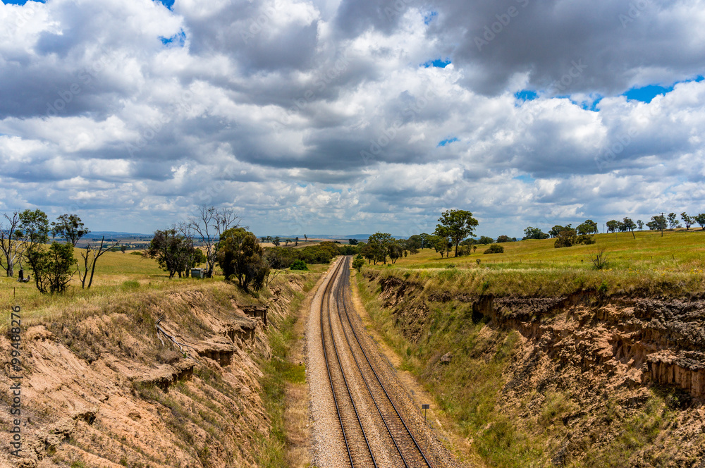 Obraz premium Railway track in outback Australia.