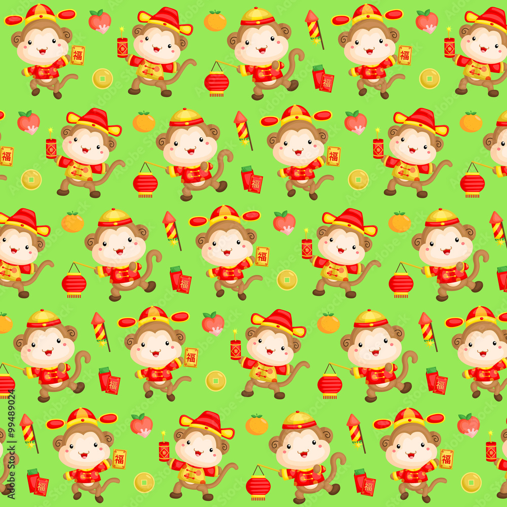 Monkey Year Chinese New Year Pattern Background