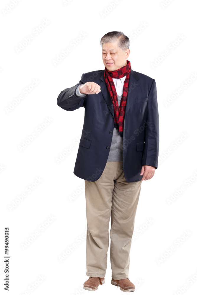isolated standing old Asian old man isolated standing old Asian old man