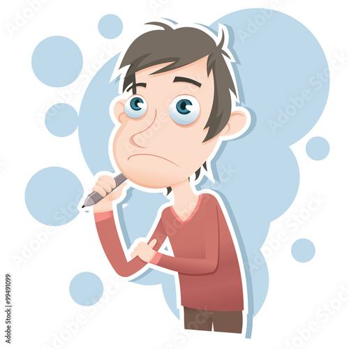 cartoon thoughtful boy