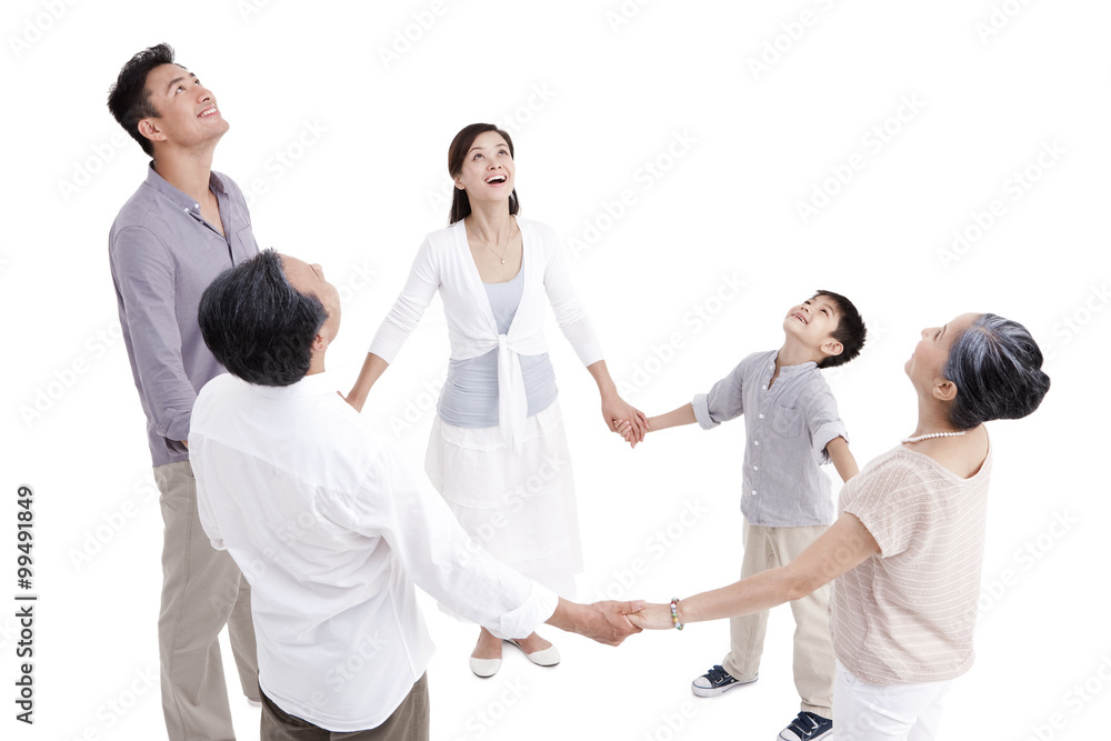 Family holding hands in a circle