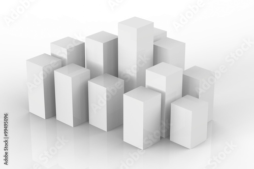 3d rendered white buildings on white background