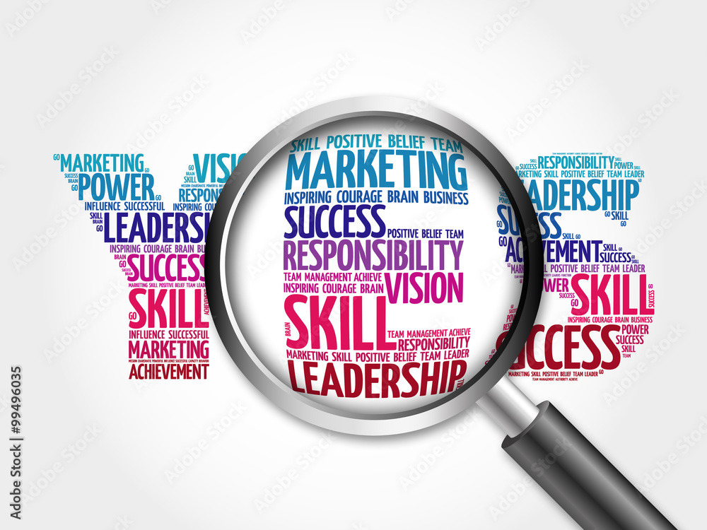 YES word cloud with magnifying glass, business concept