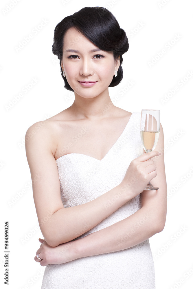 Graceful young woman with champagne flute Graceful young woman with champagne flute