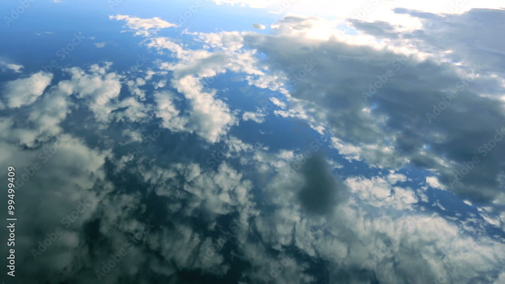 Blue Sky Reflection Layer White Clouds Clean Unpolluted Glacial Water 