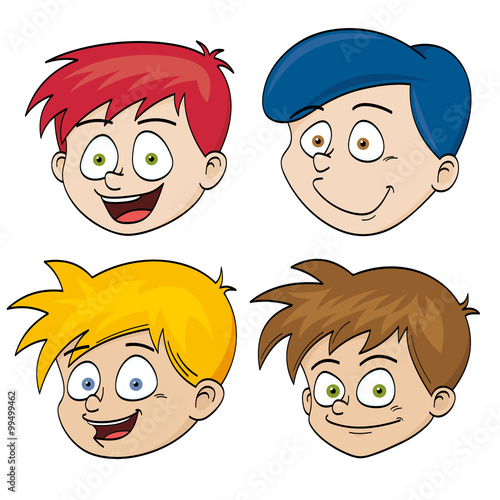 Illustration of funny faces of boys