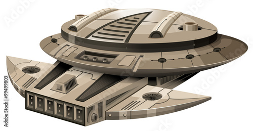 Moder spaceship on white