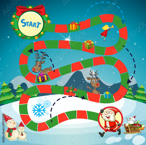 Game template with Santa and reindeers