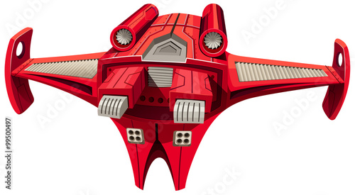 Red spaceship with engine on top
