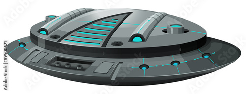 Round spaceship on white background