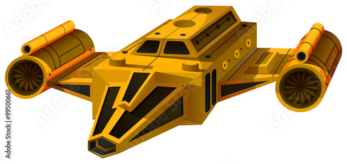 Yellow spaceship with wings