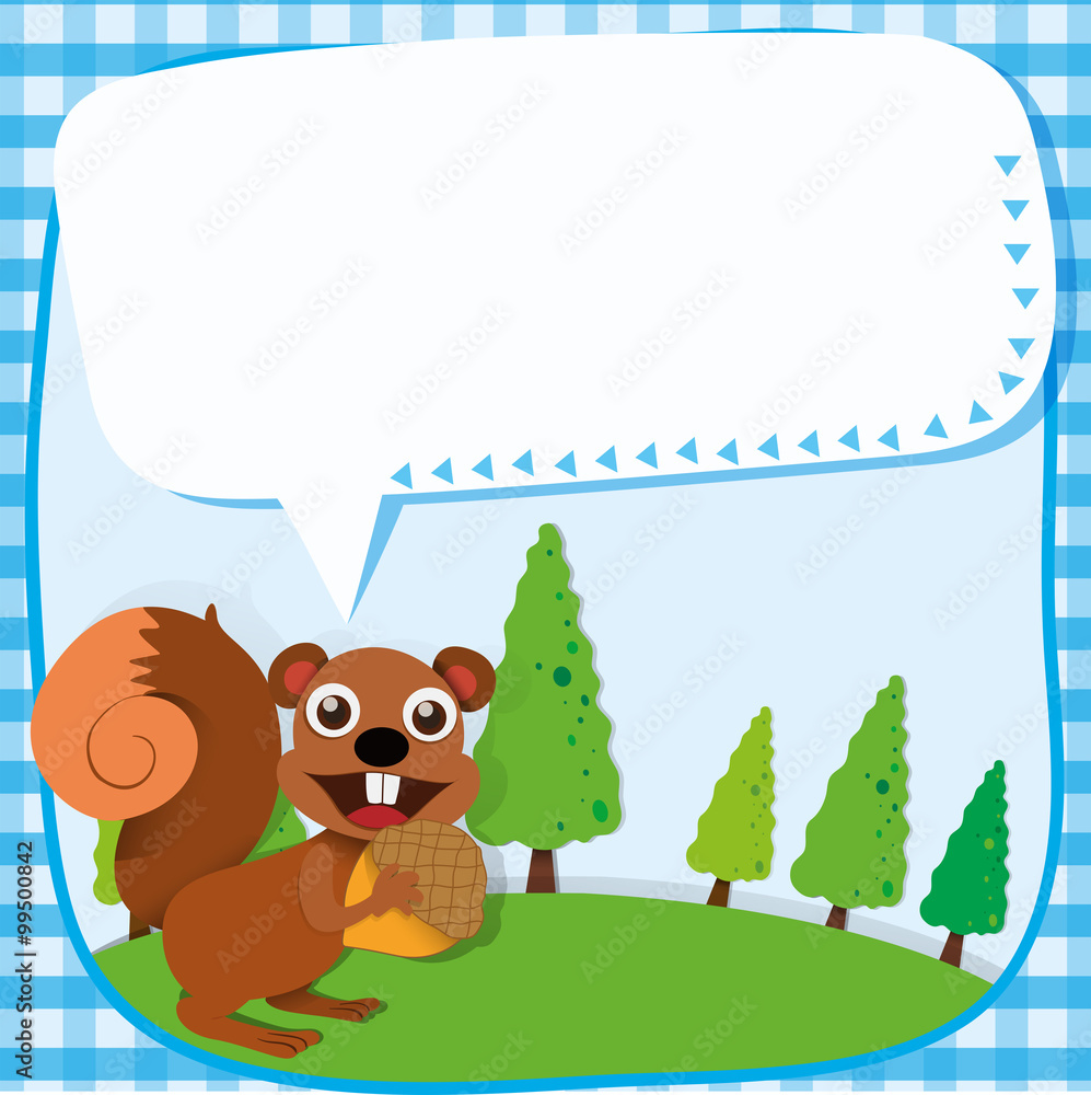 Fototapeta premium Border design squirrel and acorn