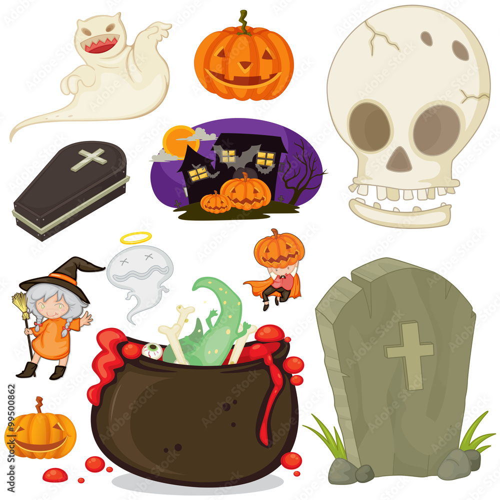 Fototapeta premium Halloween theme with different objects