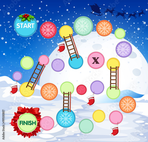 Game template with snow on land