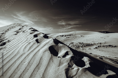 Fototapeta Naklejka Na Ścianę i Meble -  Black and white picture of sand dunes  in Muine, Vietnam