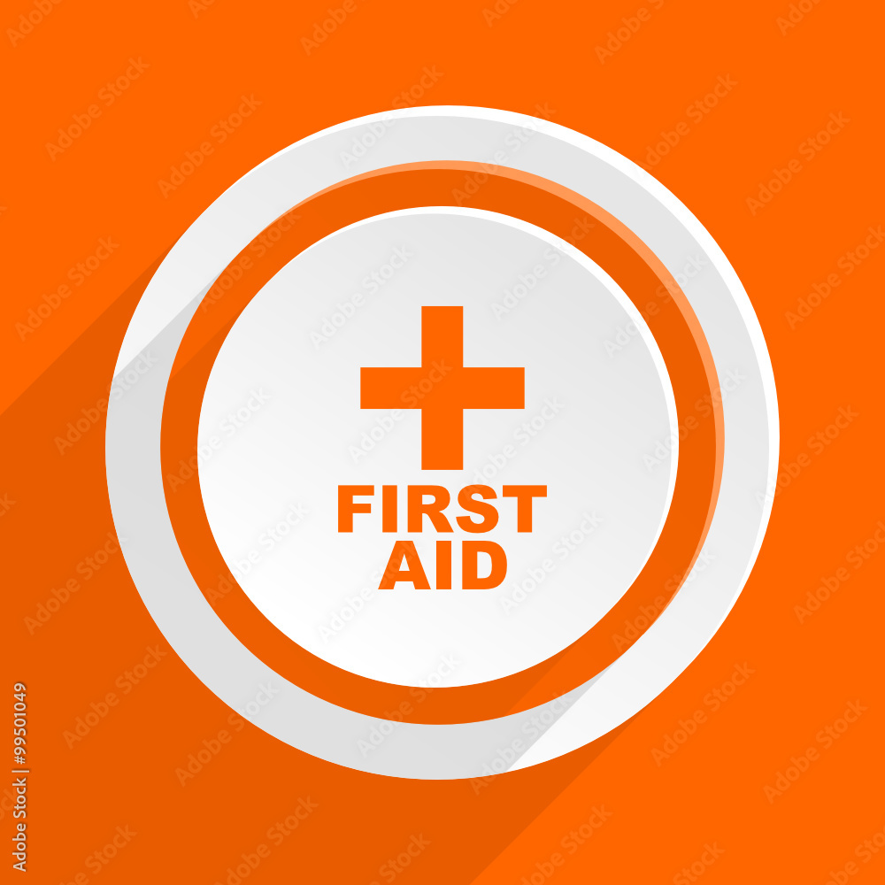 Obraz premium first aid orange vector flat icon