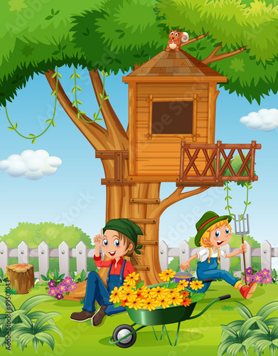 People working in the garden