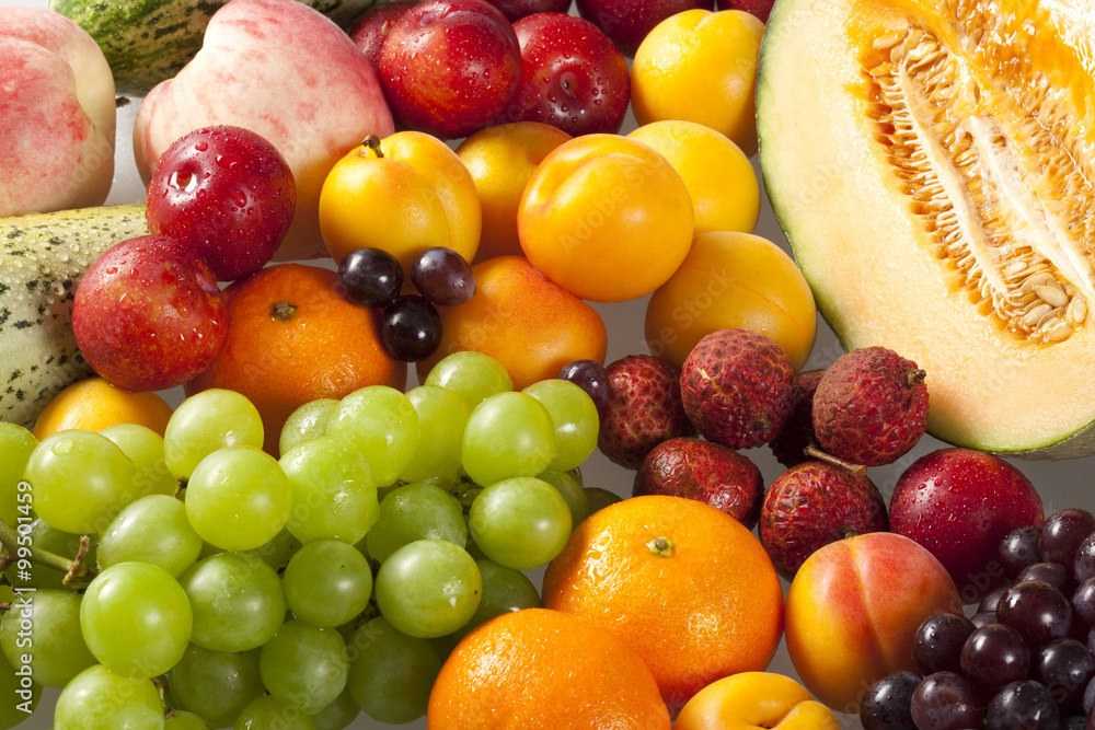 Close-up of a pile of fruits Close-up of a pile of fruits