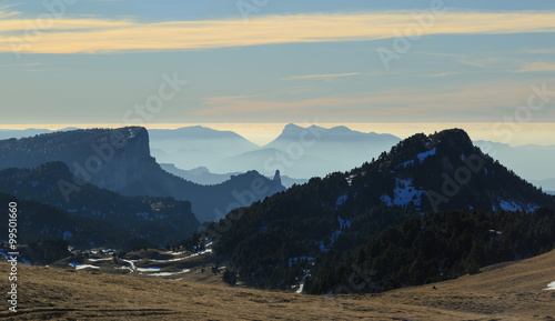 Hautes-plateaux of the Vercors  France  on a late afternoon.