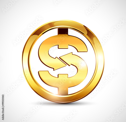Golden dollar symbol - gold coin