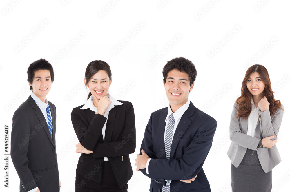 Businessman and businesswoman smiling Businessman and businesswoman smiling