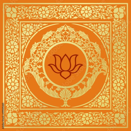 Fototapeta Naklejka Na Ścianę i Meble -  water lily, wedding card design, royal India