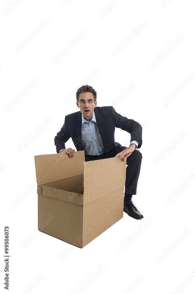 Businessmann mit Box in der Hand Businessmann mit Box in der Hand
