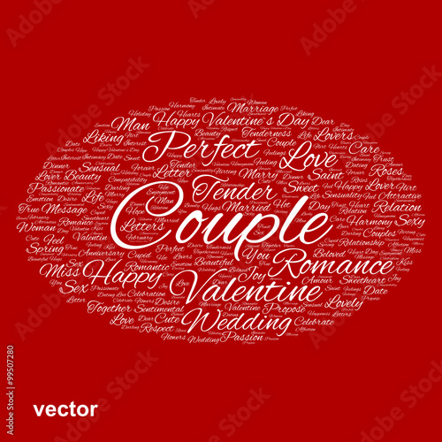 Vector conceptual Love or Valentine word cloud