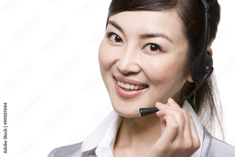 Businesswoman with earphones