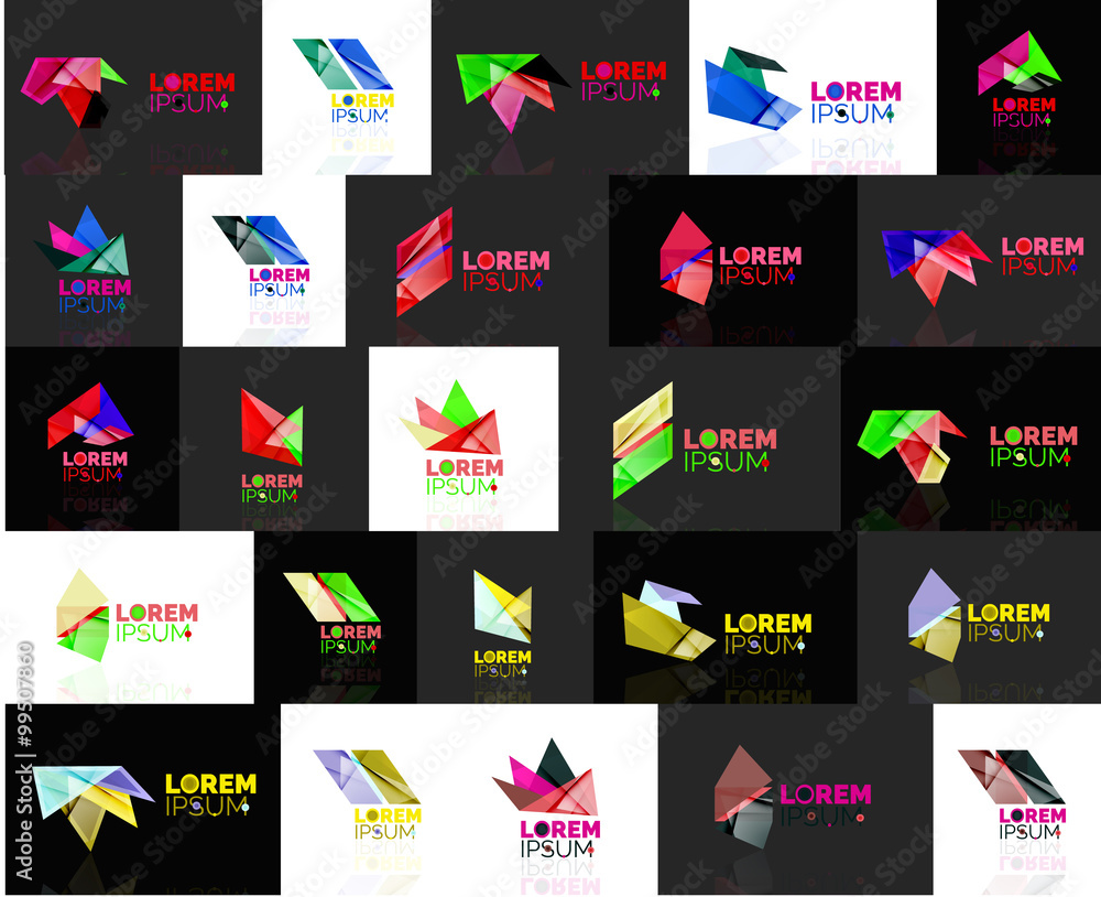 Triangle geometric shapes, set of abstract logos
