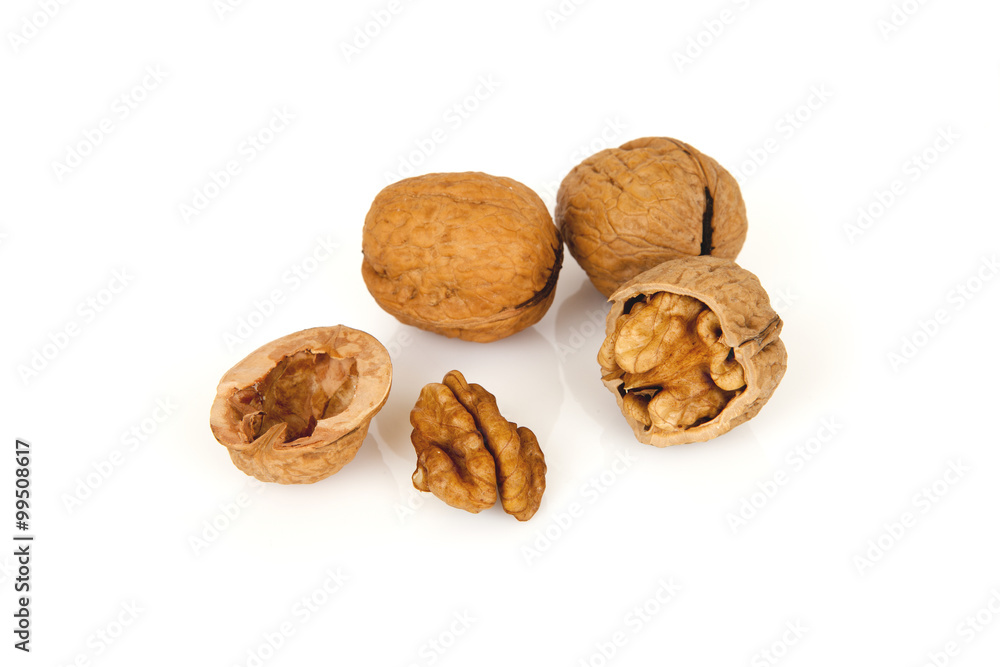 walnuts on a white background walnuts on a white background