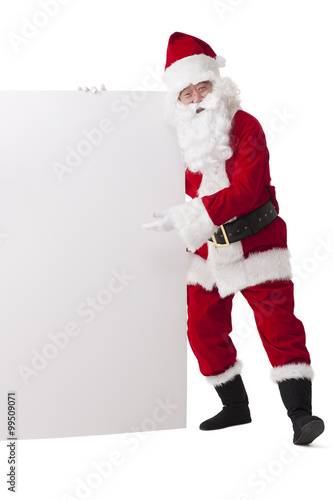 Santa Claus with blank whiteboard