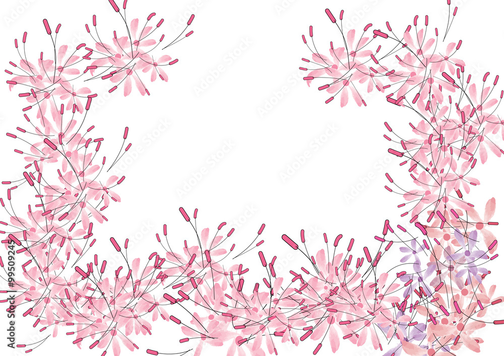 pink flower frame on white background pink flower frame on white background