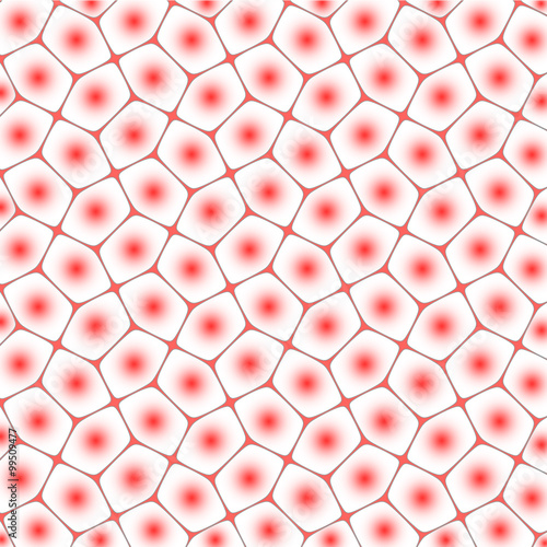 Network of cells (mesh) with visible nucleus of a cell