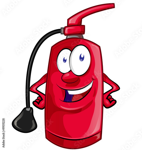 Cartoon Character of fire extinguisher isolated on white backgro