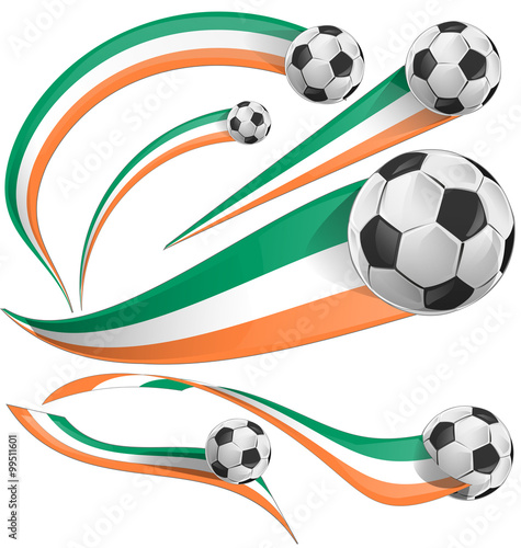 ireland and ivory coast flag with soccer ball