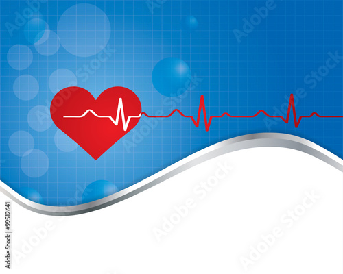 Red heart with ekg - medical design.