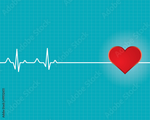 Red heart with ekg  - medical design.