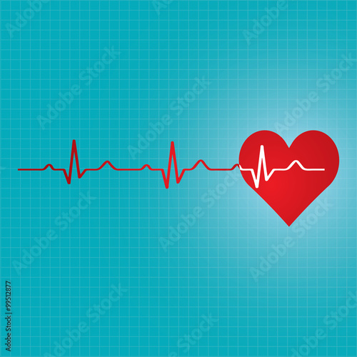 Red heart with ekg  - medical design.