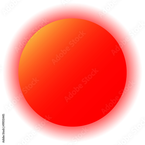 Red sun on white background