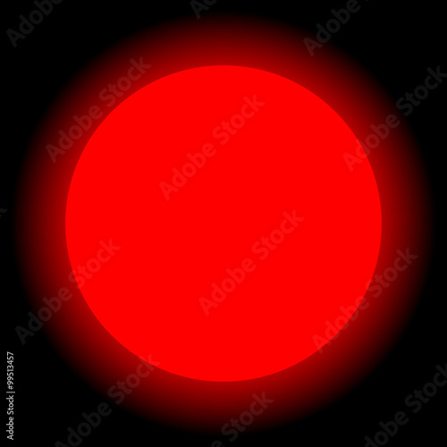 Red sun on black background