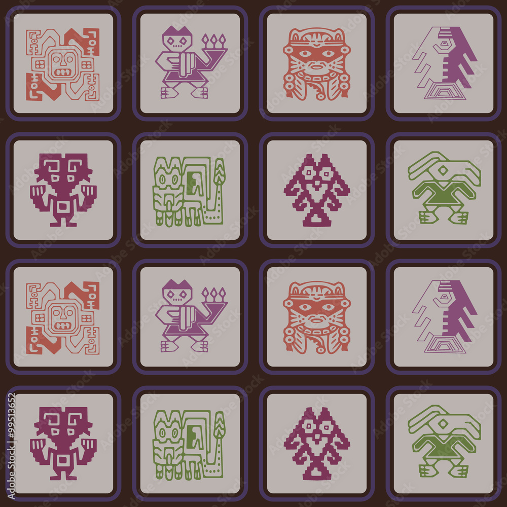 Fototapeta premium Seamless pattern with Peruvian Indians art and ethnic ornaments for your design