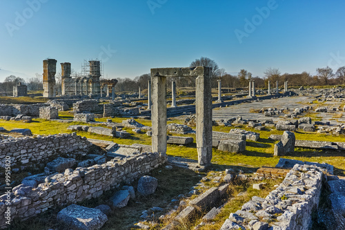 Ruins of entrance in the archeological area of ancient Philippi, Eastern Macedonia and Thrace, Greece