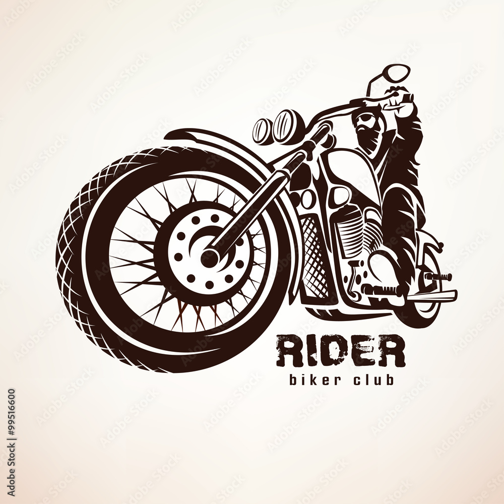 Obraz premium rowerzysta, motocykl sylwetka wektor grunge