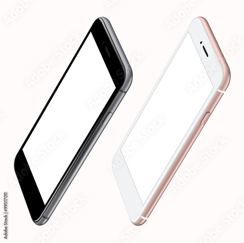 realistic pinck and black mobile phone mockups