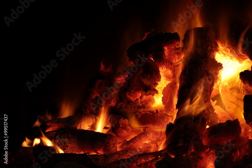 flames of a wood fire