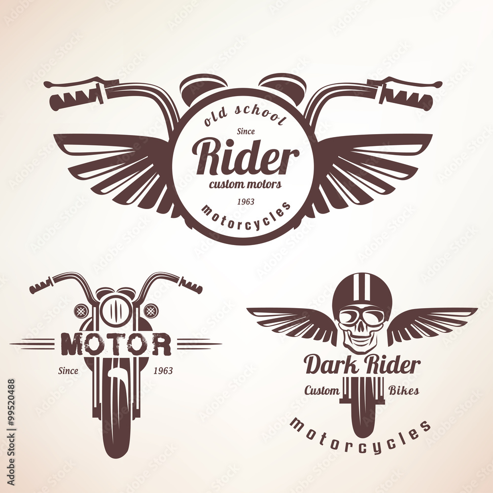 Fototapeta premium Zestaw vintage motocykl etykietki, odznaki i elementy projektu