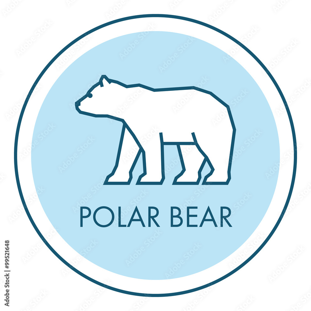 Obraz premium Vector line icon polar bear. Isolated flat symbol