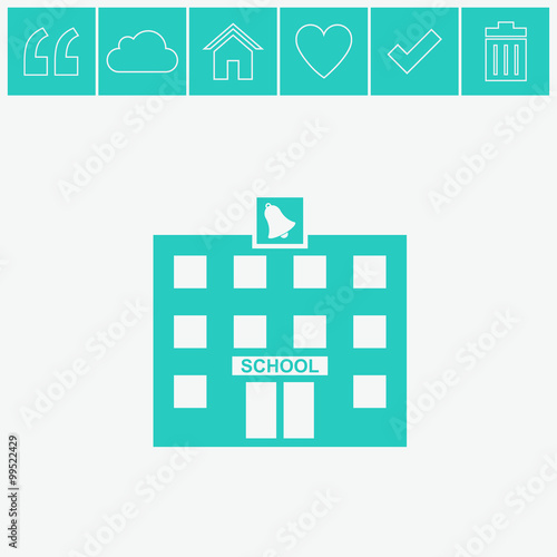 School building vector icon.